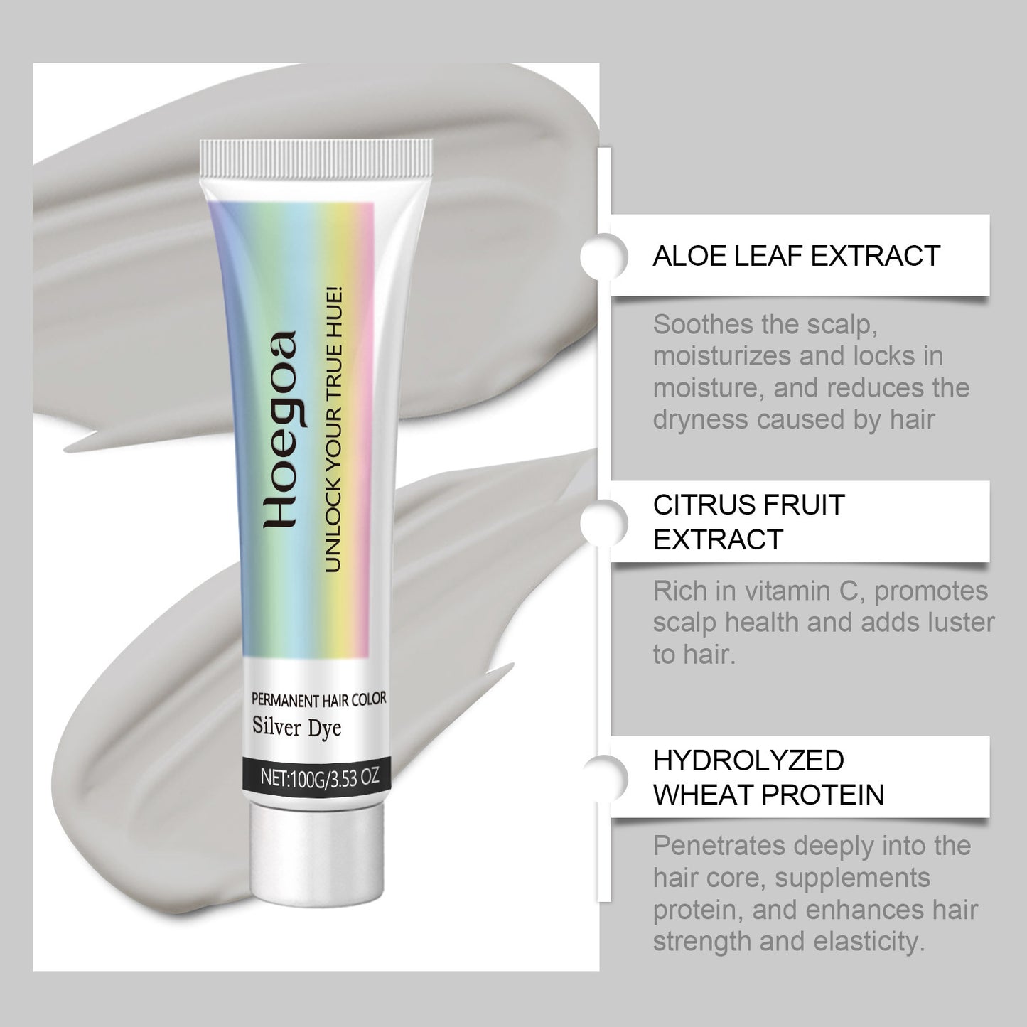 2-in-1 Natural Essence Extract Silver Hair Dye